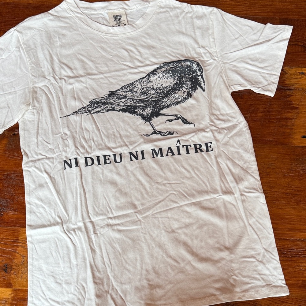 🐦‍⬛ Crow NI DIEU NI MAITRE White Graphic T-Shirt M